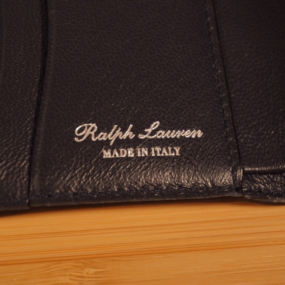 Ralph Lauren Collection Petite Hinge Wallet Calfskin OS Black White - Picture 7 of 10